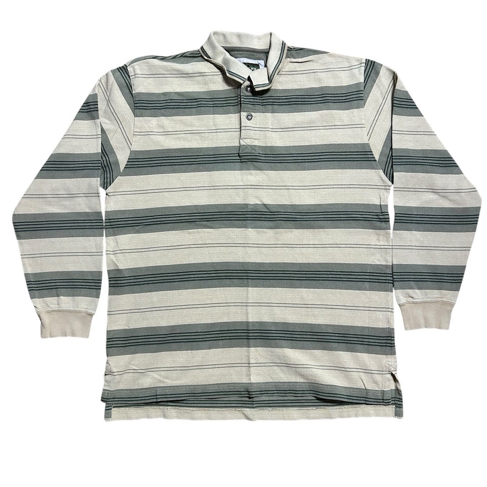 Ruff‎ Hewn Shirt Mens Medium Polo Embroidered Logo Golf Rugby Striped